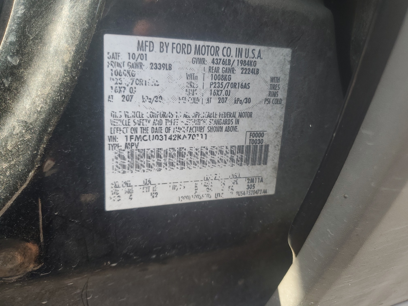 1FMCU03142KA70111 2002 Ford Escape Xlt