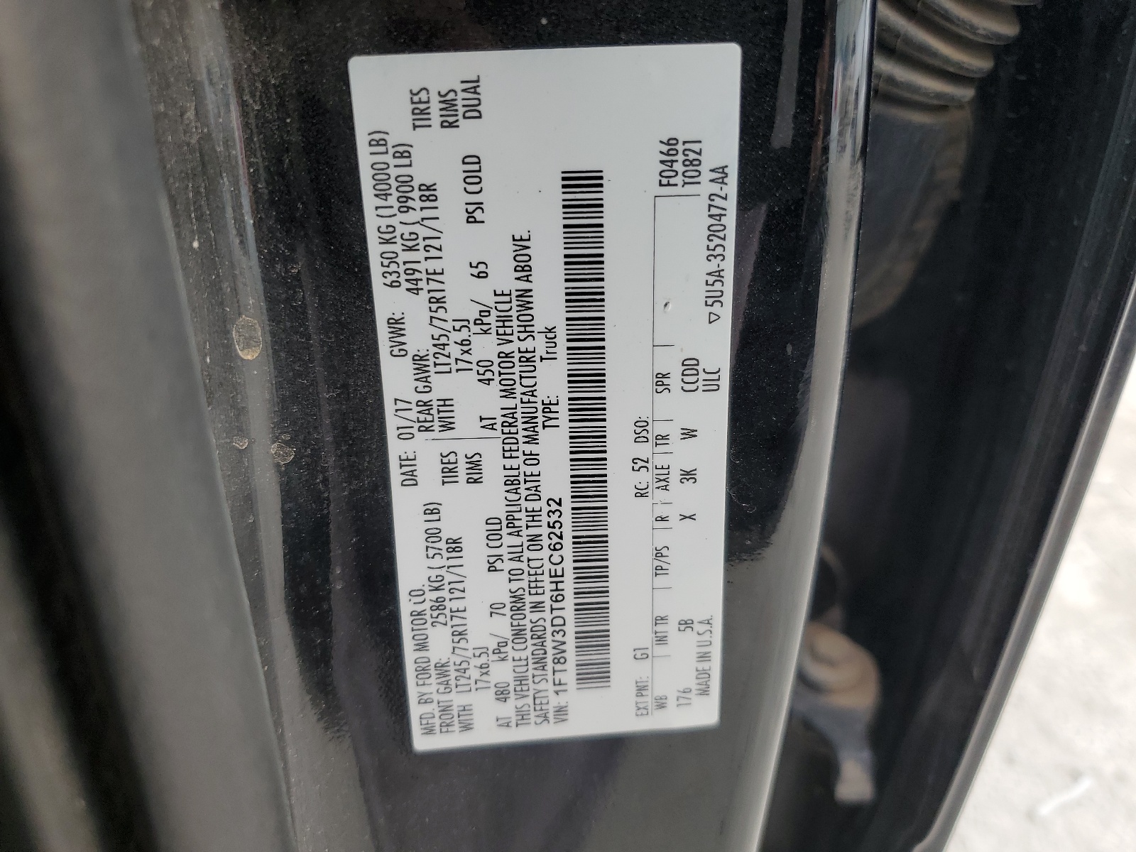 1FT8W3DT6HEC62532 2017 Ford F350 Super Duty