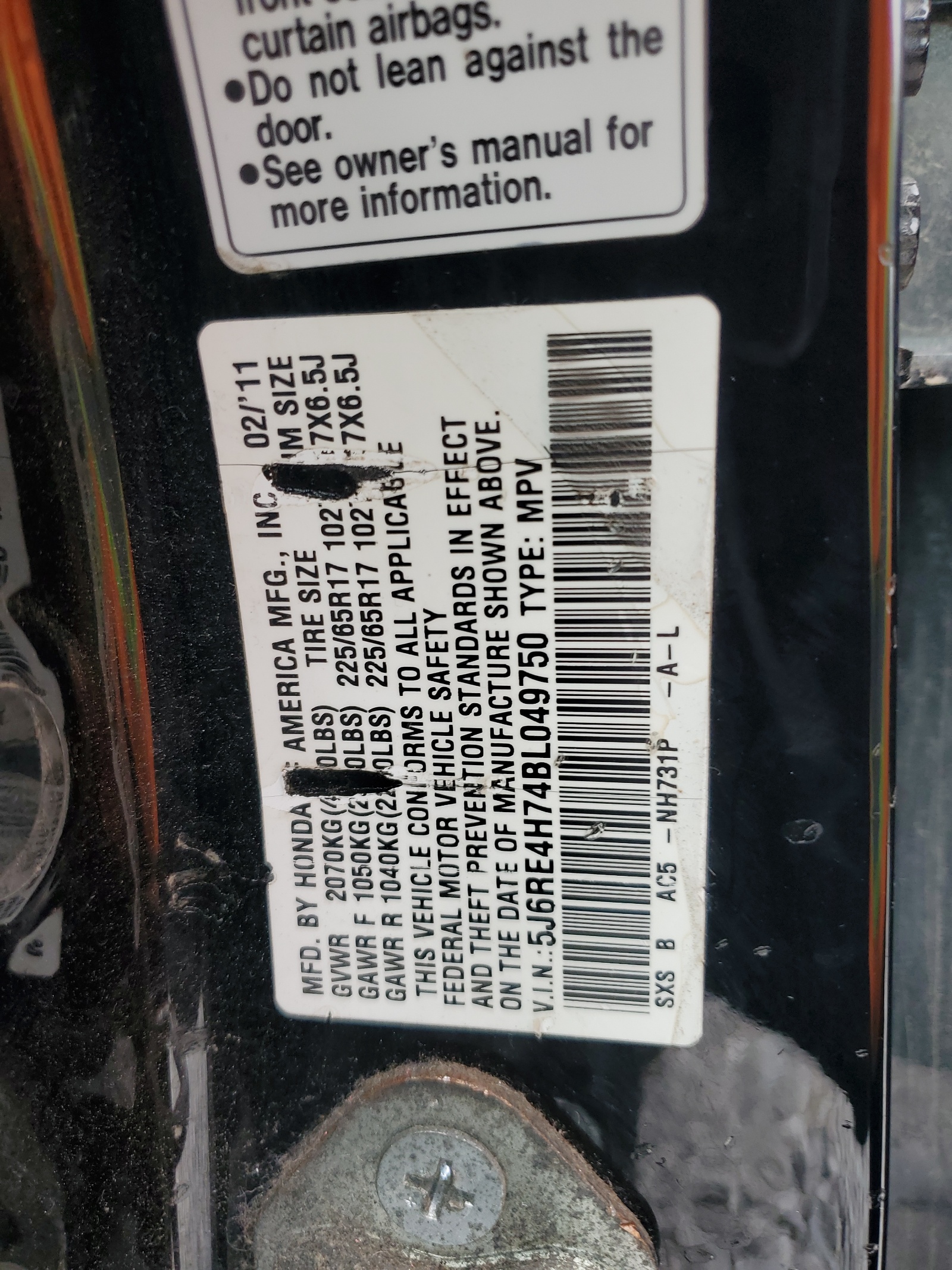 5J6RE4H74BL049750 2011 Honda Cr-V Exl