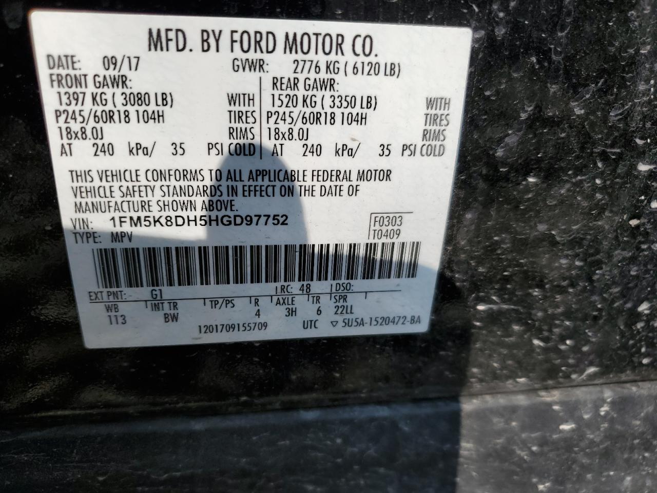 1FM5K8DH5HGD97752 2017 FORD EXPLORER - Image 15