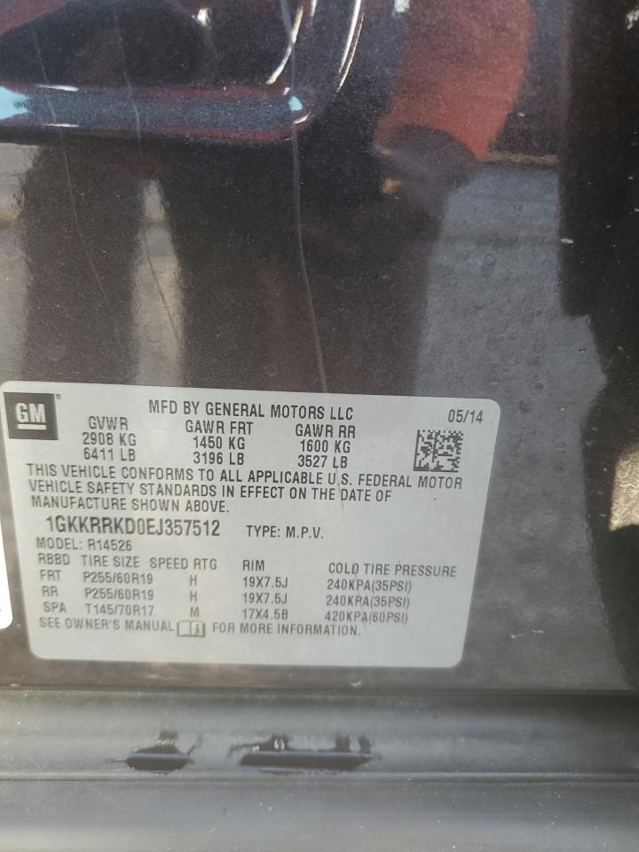 2014 GMC Acadia Slt-1 VIN: 1GKKRRKD0EJ357512 Lot: 66855184