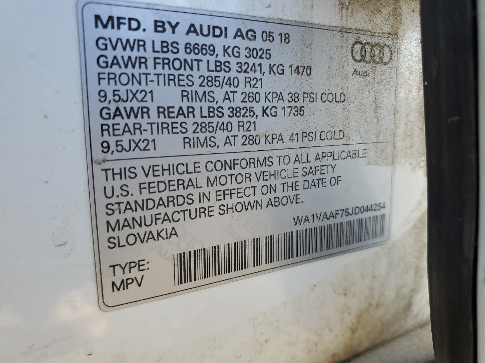 WA1VAAF75JD044254 2018 Audi Q7 Prestige