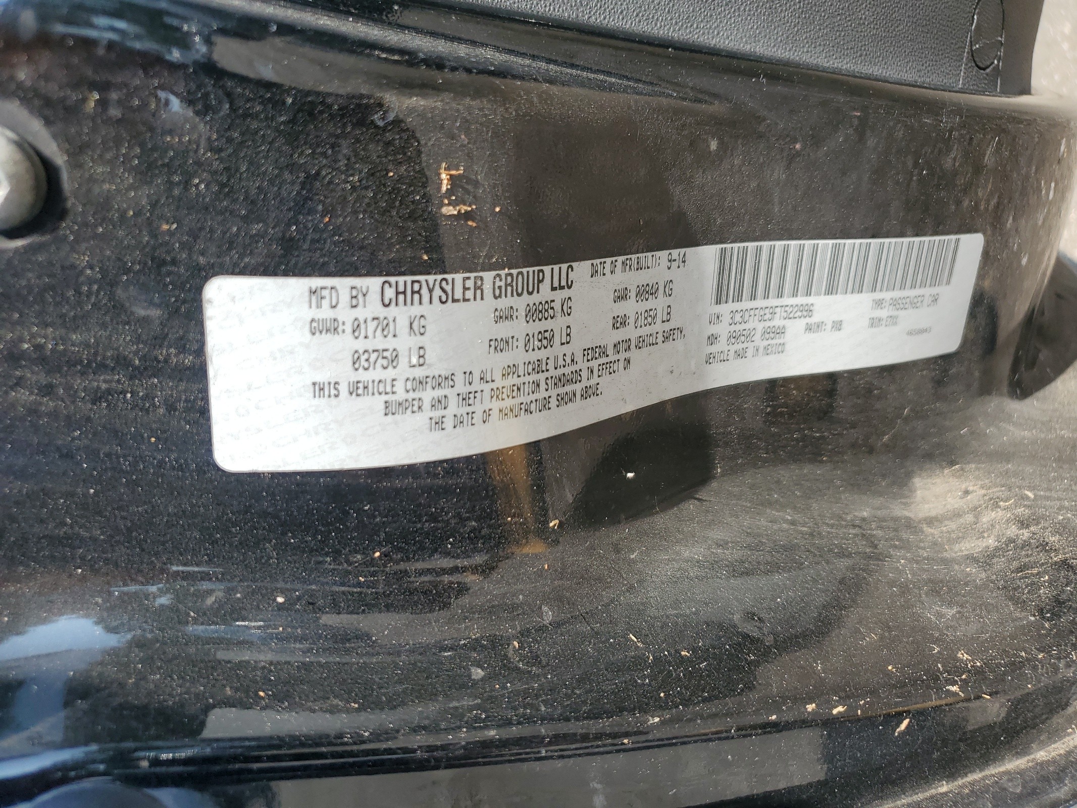 3C3CFFGE9FT522996 2015 Fiat 500 Electric