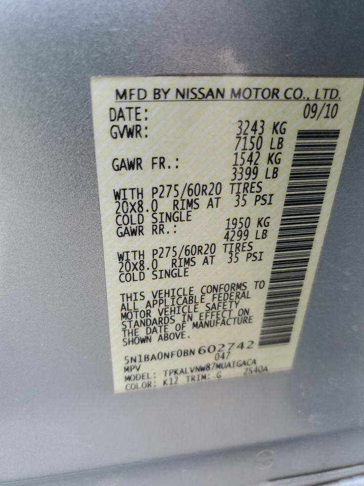 5N1BA0NF0BN602742 2011 Nissan Armada Platinum