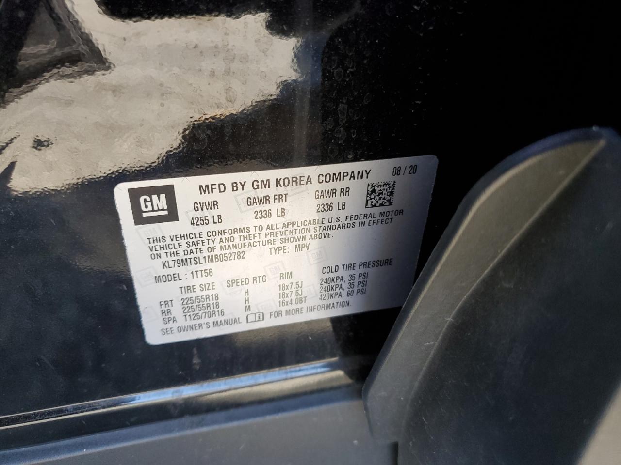 2021 Chevrolet Trailblazer Rs VIN: KL79MTSL1MB052782 Lot: 67083934