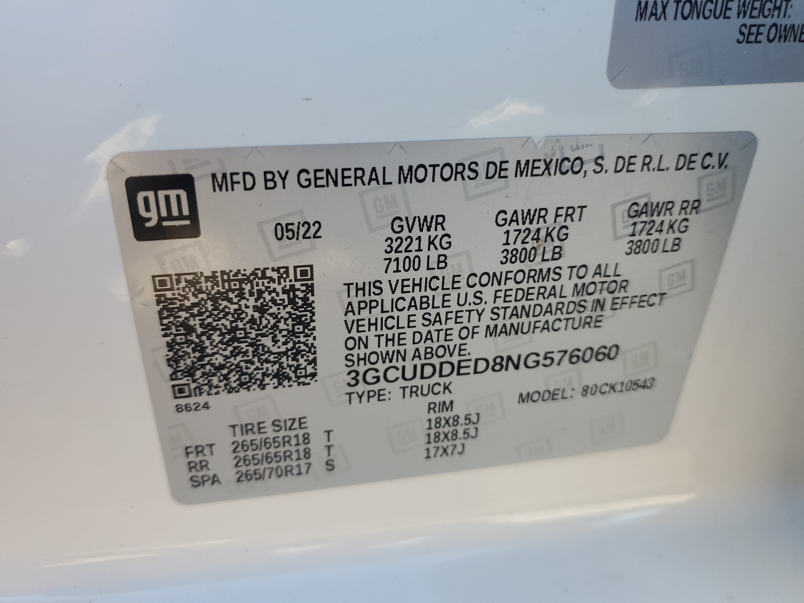 3GCUDDED8NG576060 2022 Chevrolet Silverado K1500 Lt