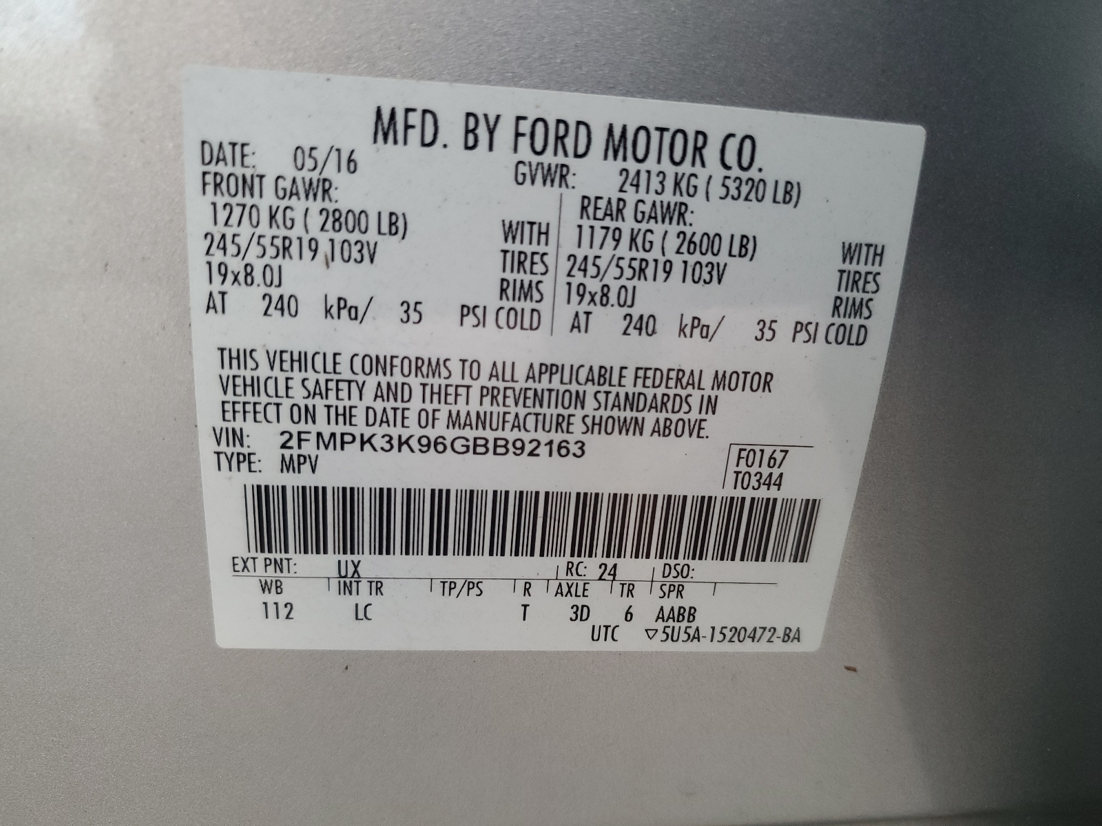 2FMPK3K96GBB92163 2016 Ford Edge Titanium