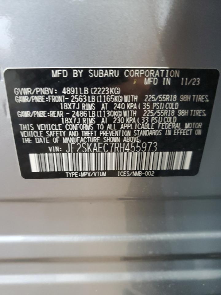 2024 Subaru Forester Sport VIN: JF2SKAEC7RH455973 Lot: 68091424