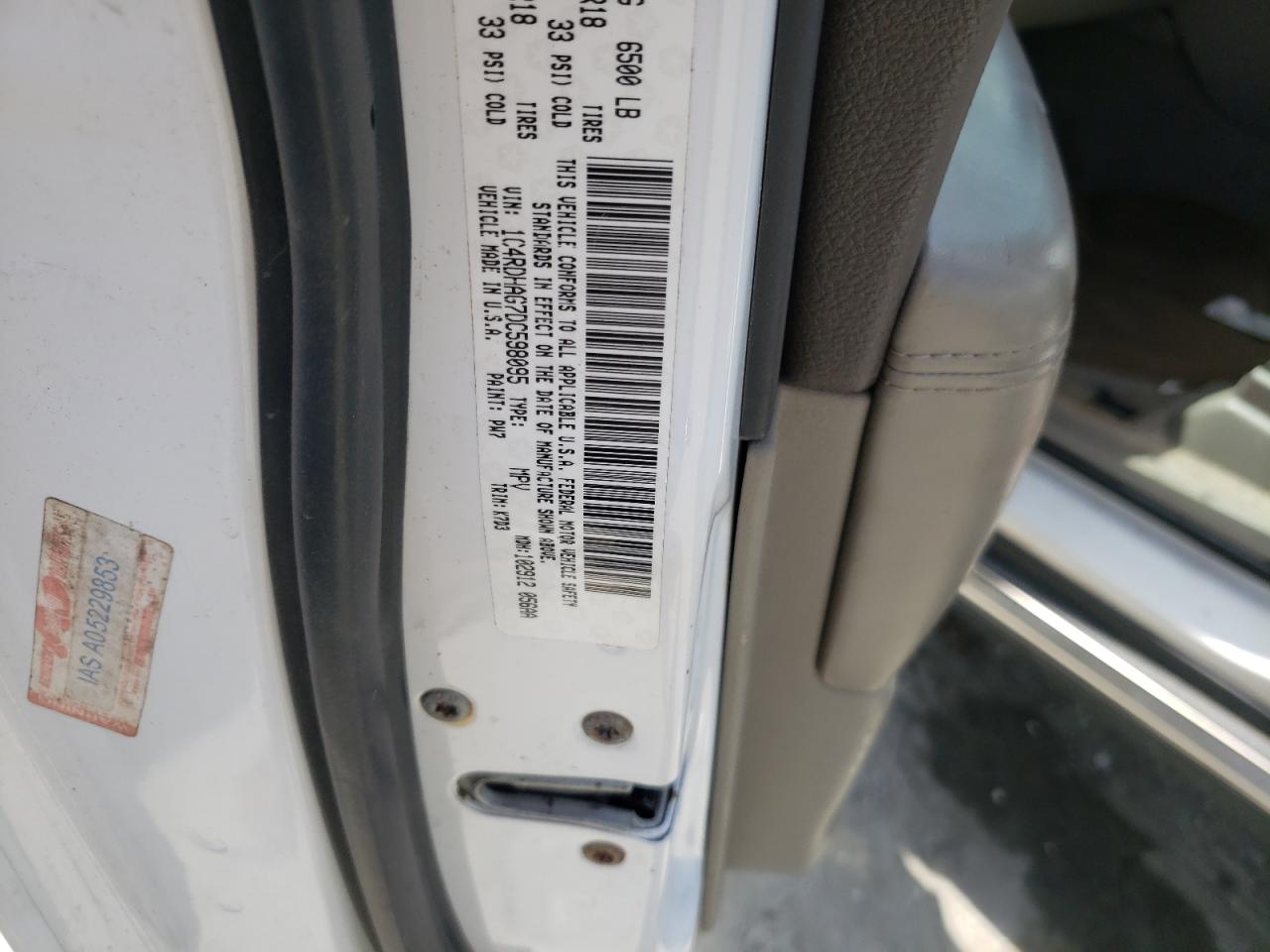 2013 Dodge Durango Sxt VIN: 1C4RDHAG7DC598095 Lot: 66021514