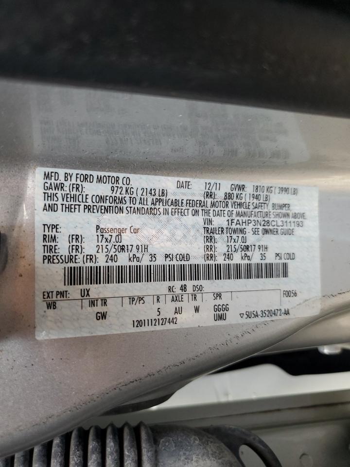 1FAHP3N28CL311193 2012 Ford Focus Titanium