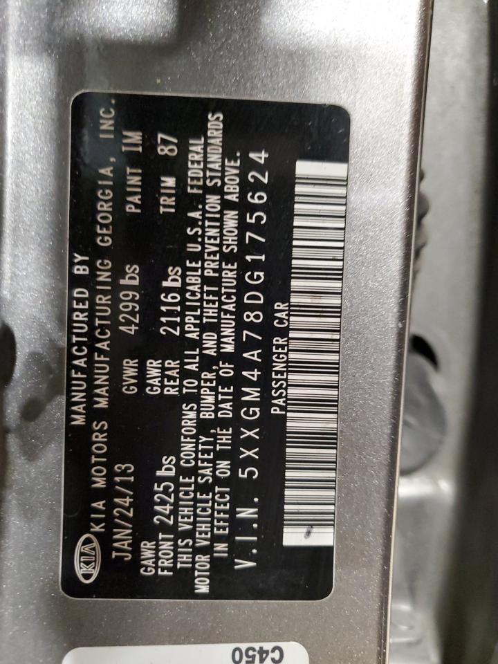 2013 Kia Optima Lx VIN: 5XXGM4A78DG175624 Lot: 66847084