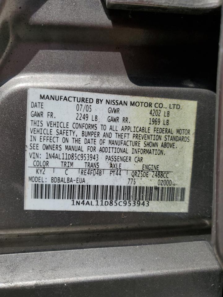 2005 Nissan Altima S VIN: 1N4AL11D85C953943 Lot: 67754844