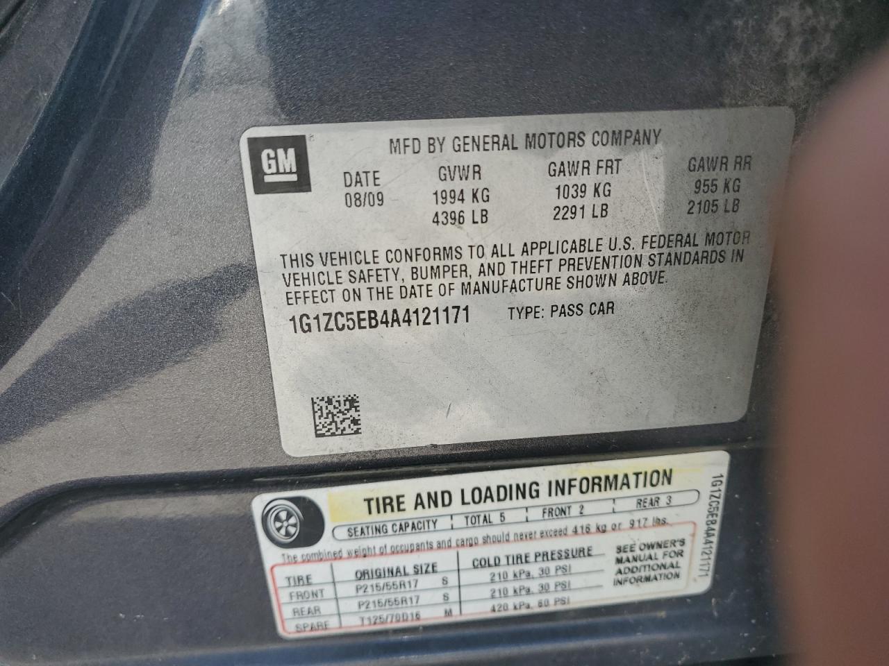 2010 Chevrolet Malibu 1Lt VIN: 1G1ZC5EB4A4121171 Lot: 65166714