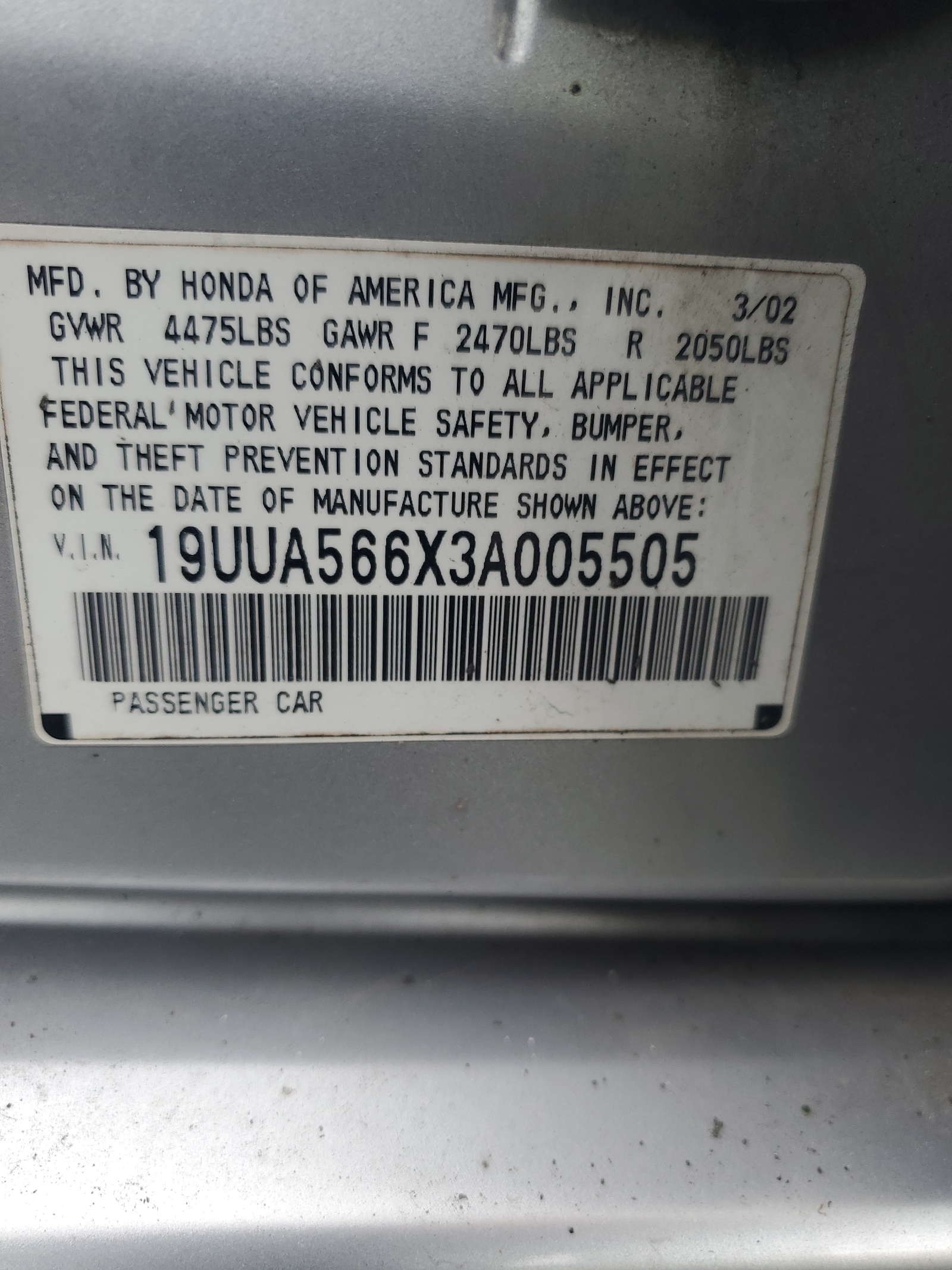 19UUA566X3A005505 2003 Acura 3.2Tl