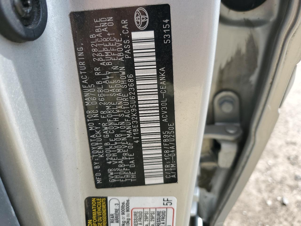 2005 Toyota Camry Le VIN: 4T1BE32K95U623686 Lot: 67762884