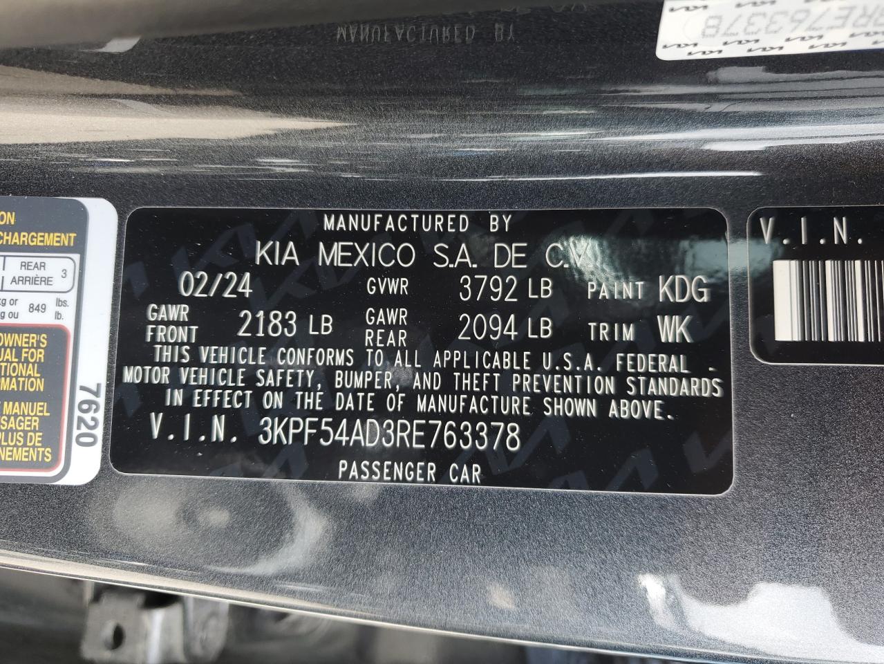 3KPF54AD3RE763378 2024 Kia Forte Gt Line