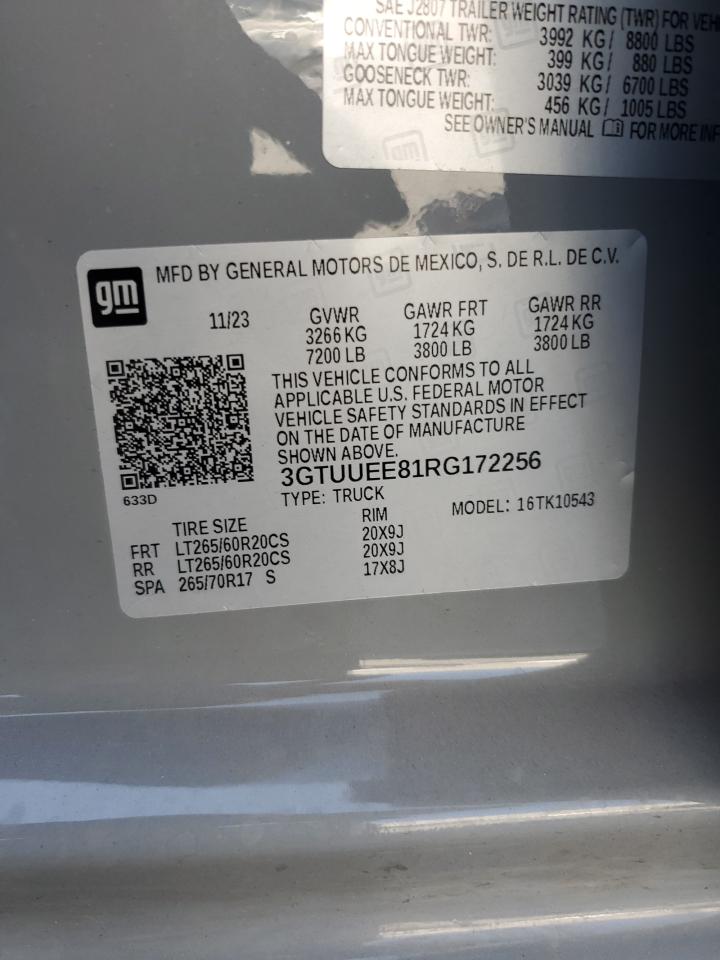 2024 GMC Sierra K1500 At4 VIN: 3GTUUEE81RG172256 Lot: 66913754