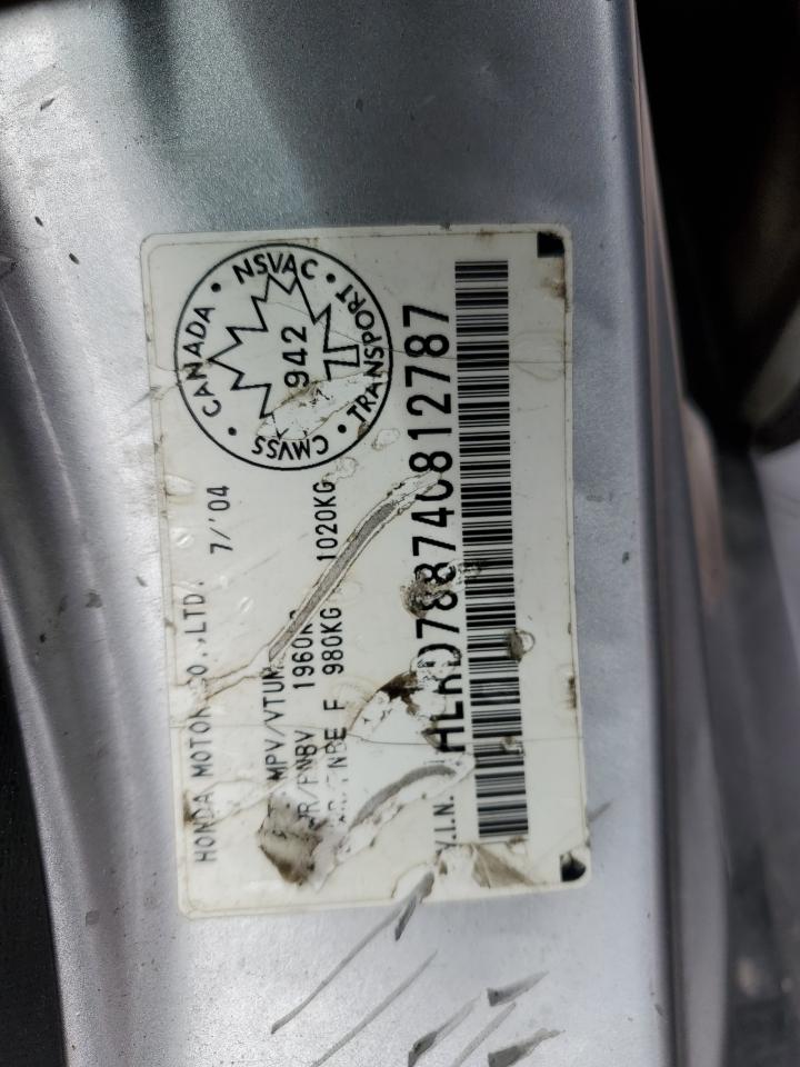 2004 Honda Cr-V Ex VIN: JHLRD78874C812787 Lot: 65836534