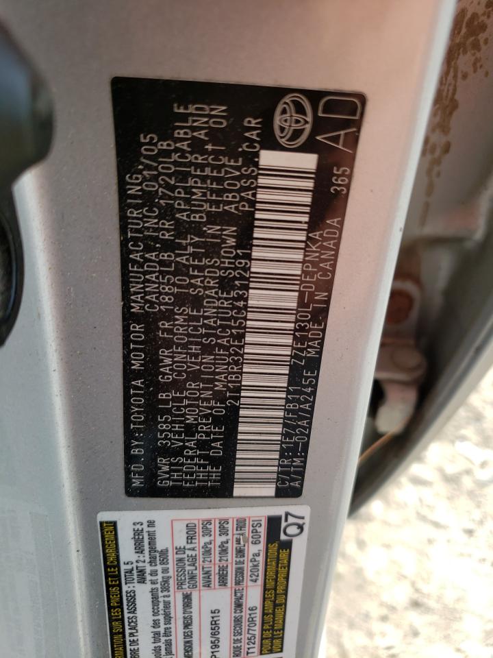 2005 Toyota Corolla Ce VIN: 2T1BR32E15C431291 Lot: 67499404