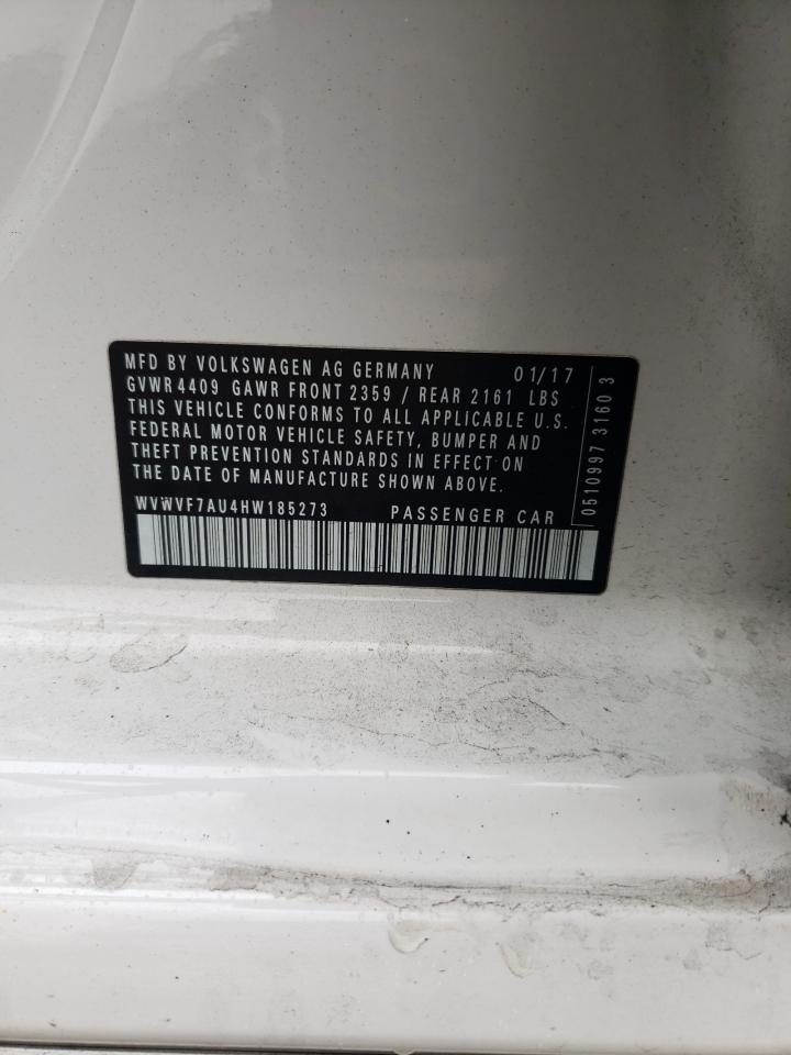 2017 Volkswagen Golf R VIN: WVWVF7AU4HW185273 Lot: 67339904