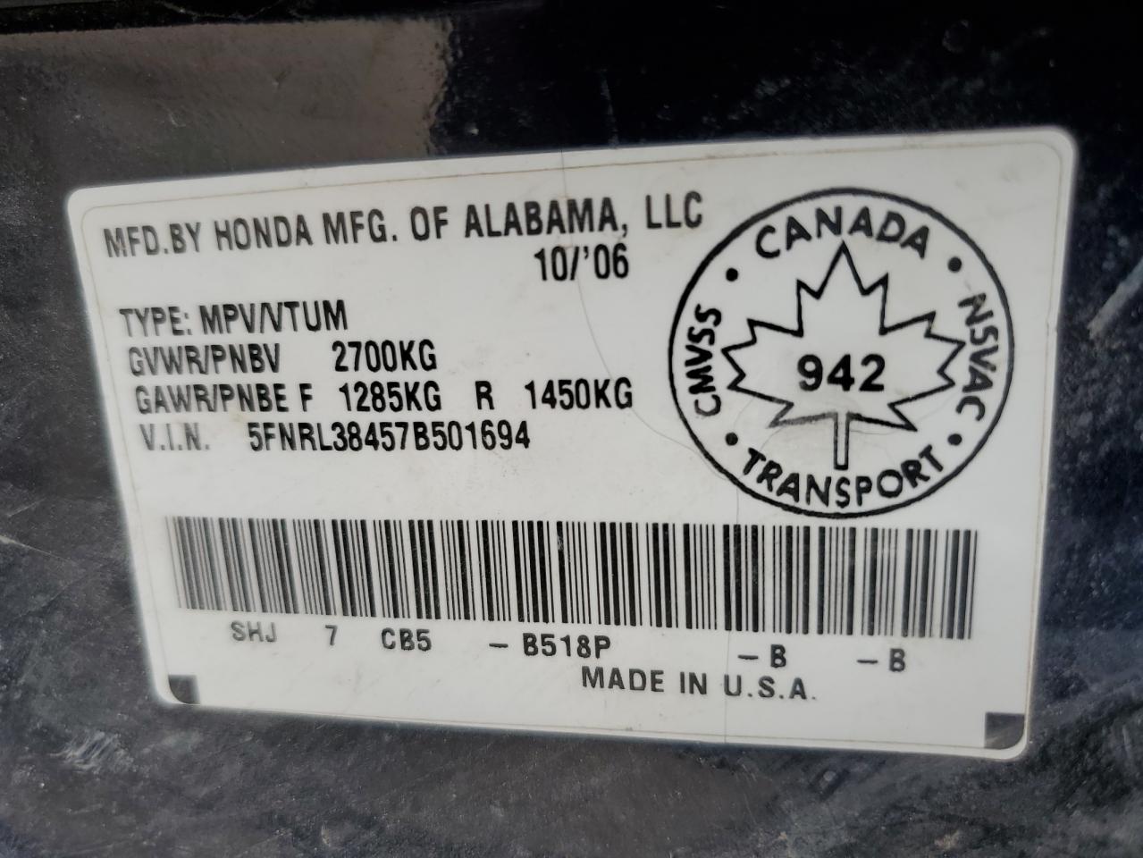 2007 Honda Odyssey - Image 13