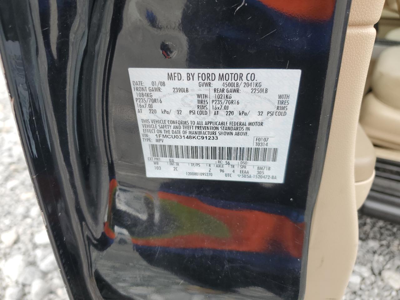 2008 Ford Escape Xlt VIN: 1FMCU03148KC91233 Lot: 67747764