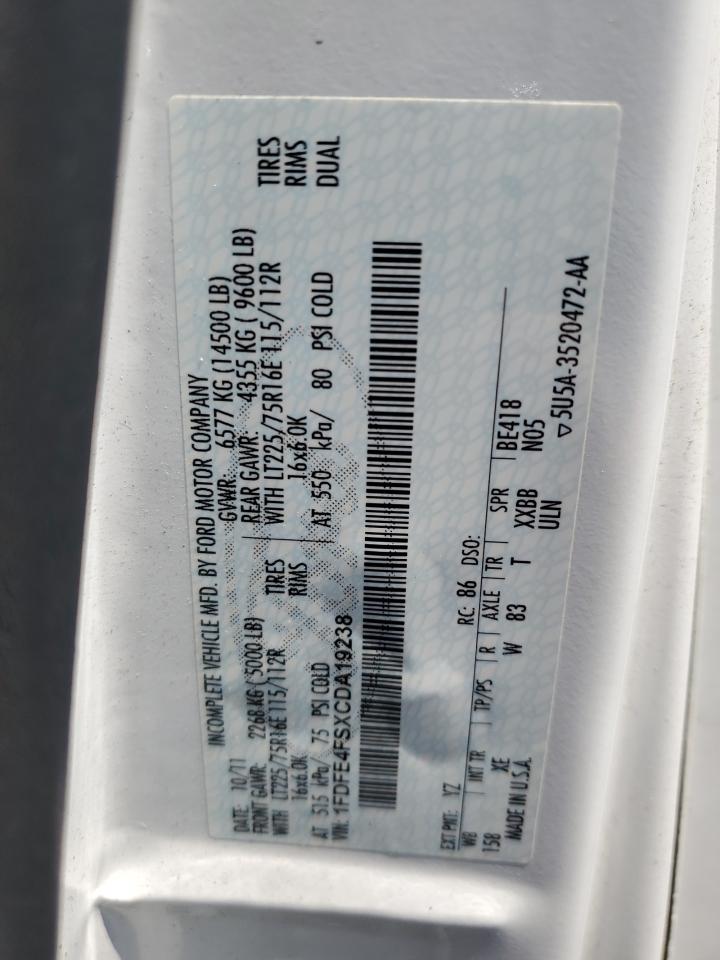 2012 Ford Econoline E450 Super Duty Cutaway Van VIN: 1FDFE4FSXCDA19238 Lot: 64810824