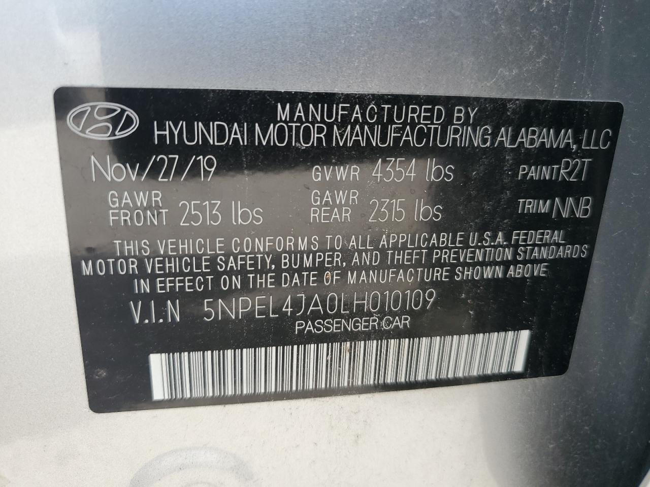 2020 Hyundai Sonata Sel VIN: 5NPEL4JA0LH010109 Lot: 66081224