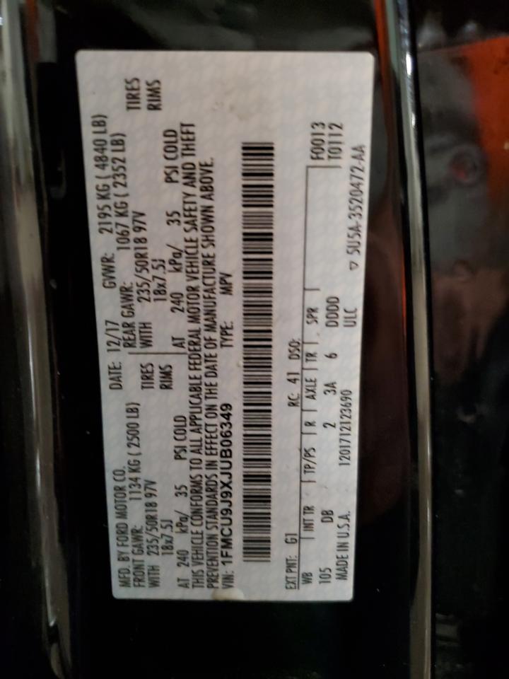 2018 Ford Escape Titanium VIN: 1FMCU9J9XJUB06349 Lot: 65624174