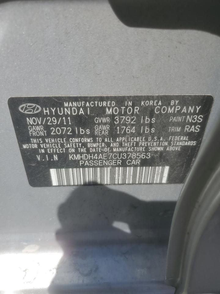 2012 Hyundai Elantra Gls VIN: KMHDH4AE7CU378563 Lot: 66251984