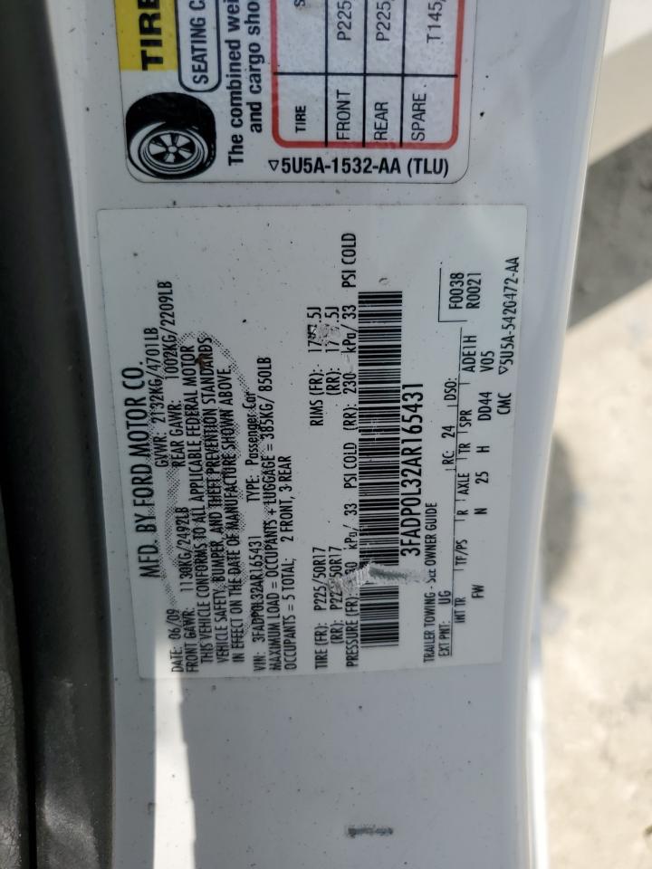 2010 Ford Fusion Hybrid VIN: 3FADP0L32AR165431 Lot: 66840314