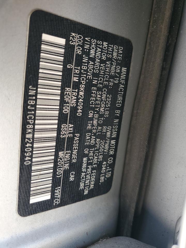 2019 Nissan Rogue Sport S VIN: JN1BJ1CP8KW240940 Lot: 65731124