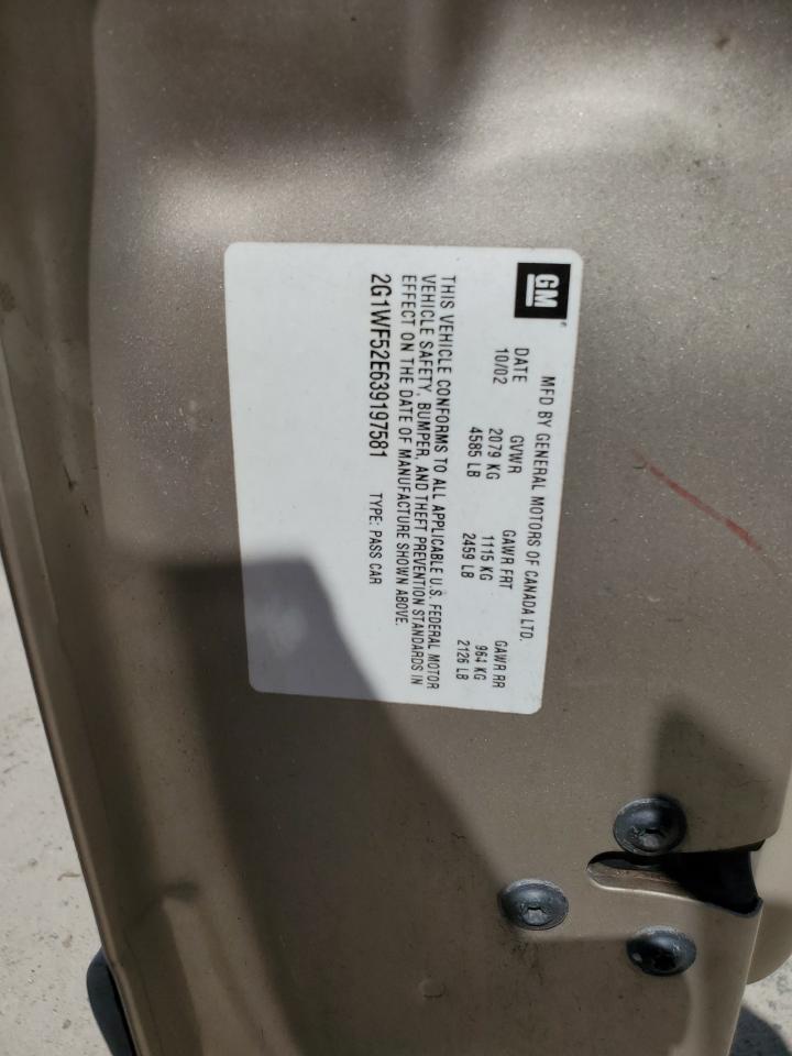 2003 Chevrolet Impala VIN: 2G1WF52E639197581 Lot: 67960424