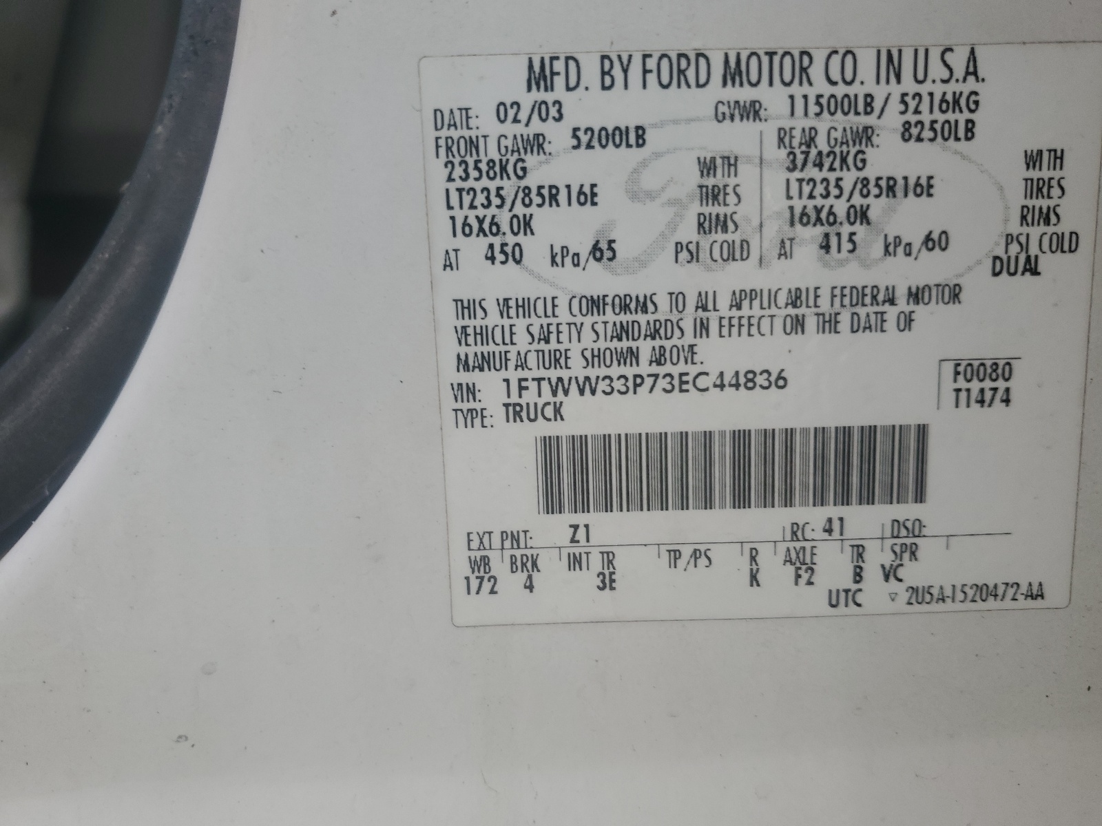 1FTWW33P73EC44836 2003 Ford F350 Super Duty