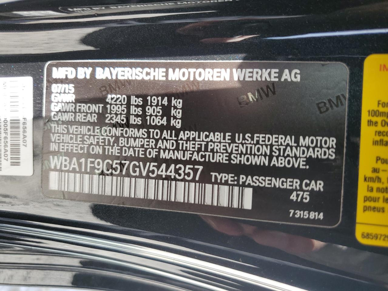 WBA1F9C57GV544357 2016 BMW 228 I Sulev