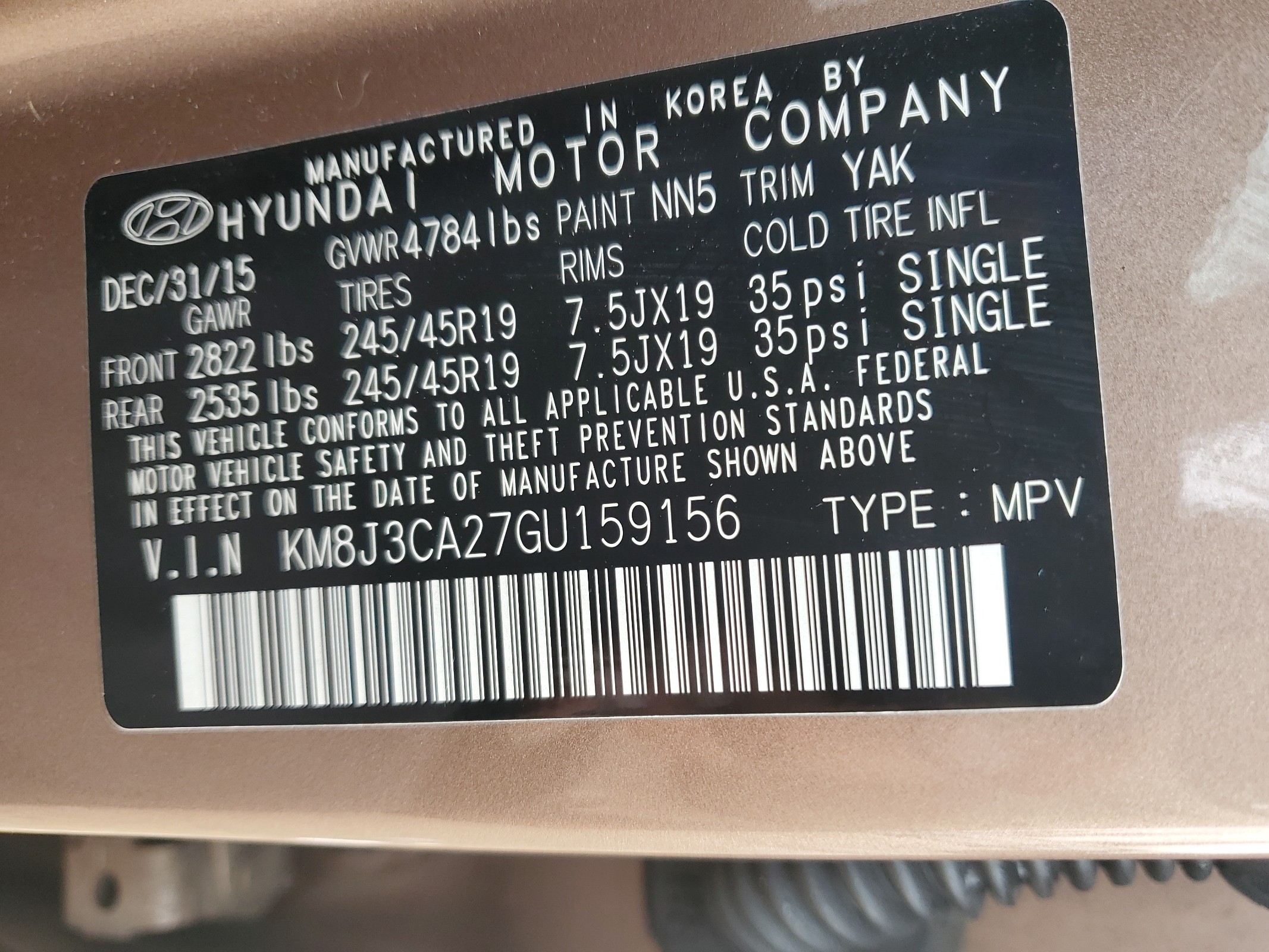 KM8J3CA27GU159156 2016 Hyundai Tucson Limited