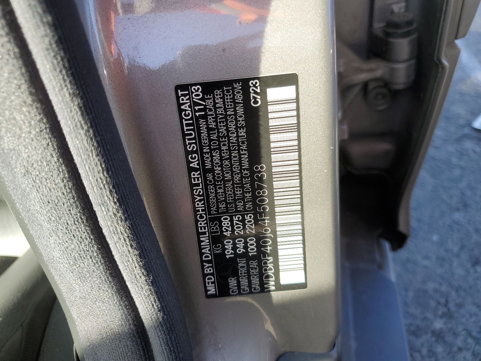 WDBRF40J64F508738 2004 Mercedes-Benz C 230K Sport Sedan