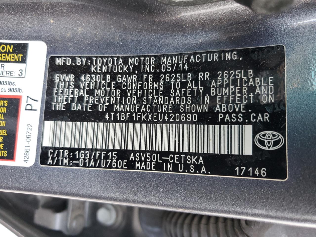 4T1BF1FKXEU420690 2014 Toyota Camry L