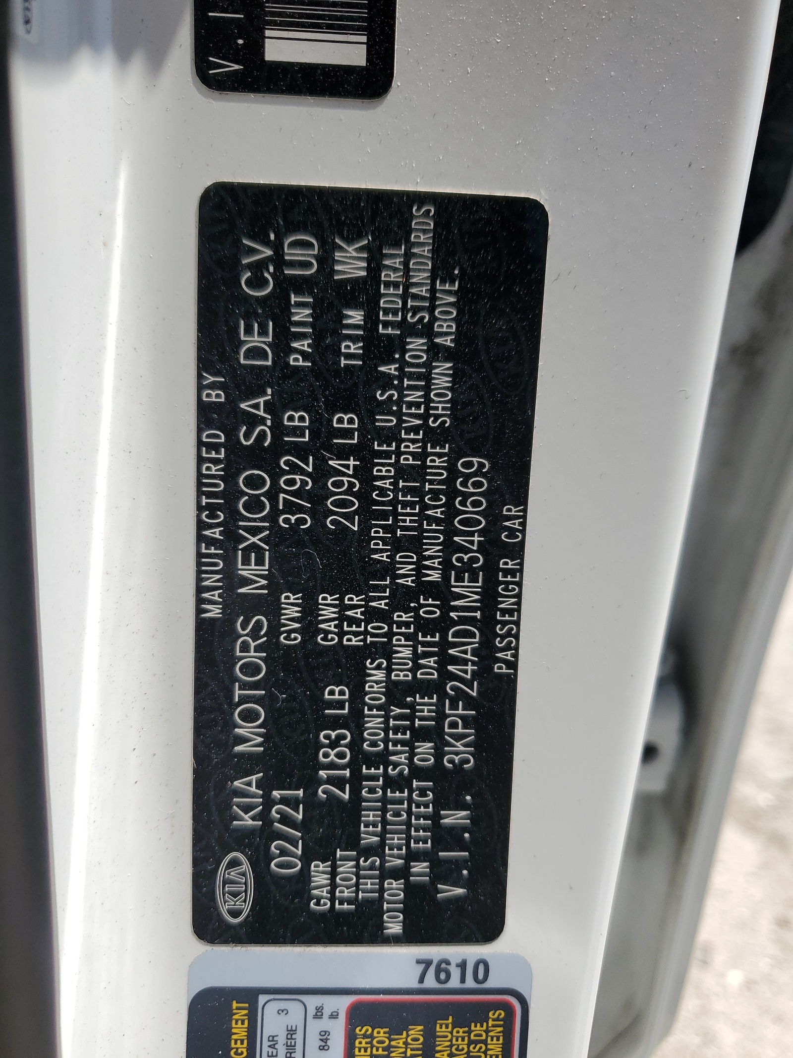 3KPF24AD1ME340669 2021 Kia Forte Fe