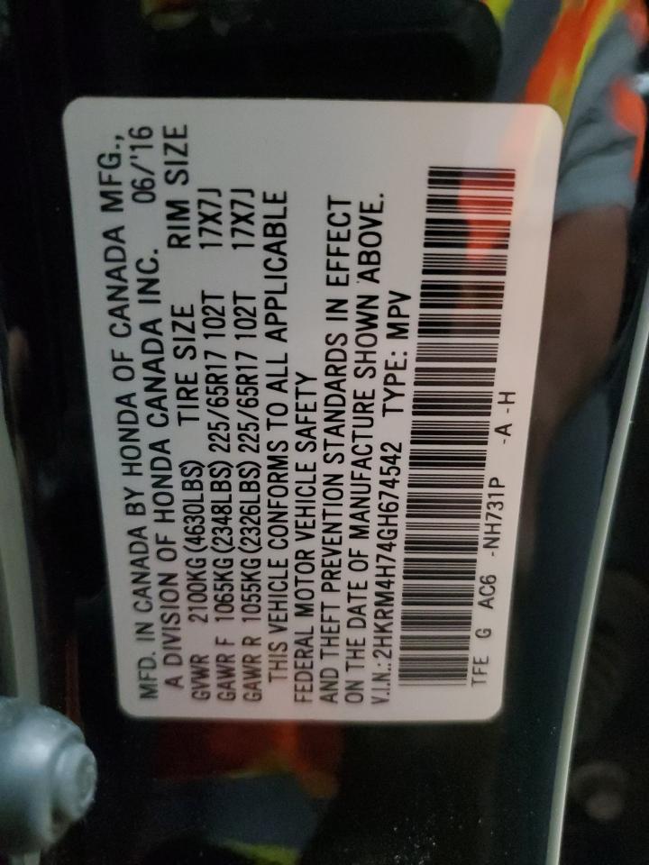 2HKRM4H74GH674542 2016 Honda Cr-V Exl