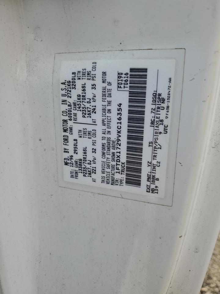 1997 Ford F150 VIN: 1FTDX1729VKC16354 Lot: 66902974