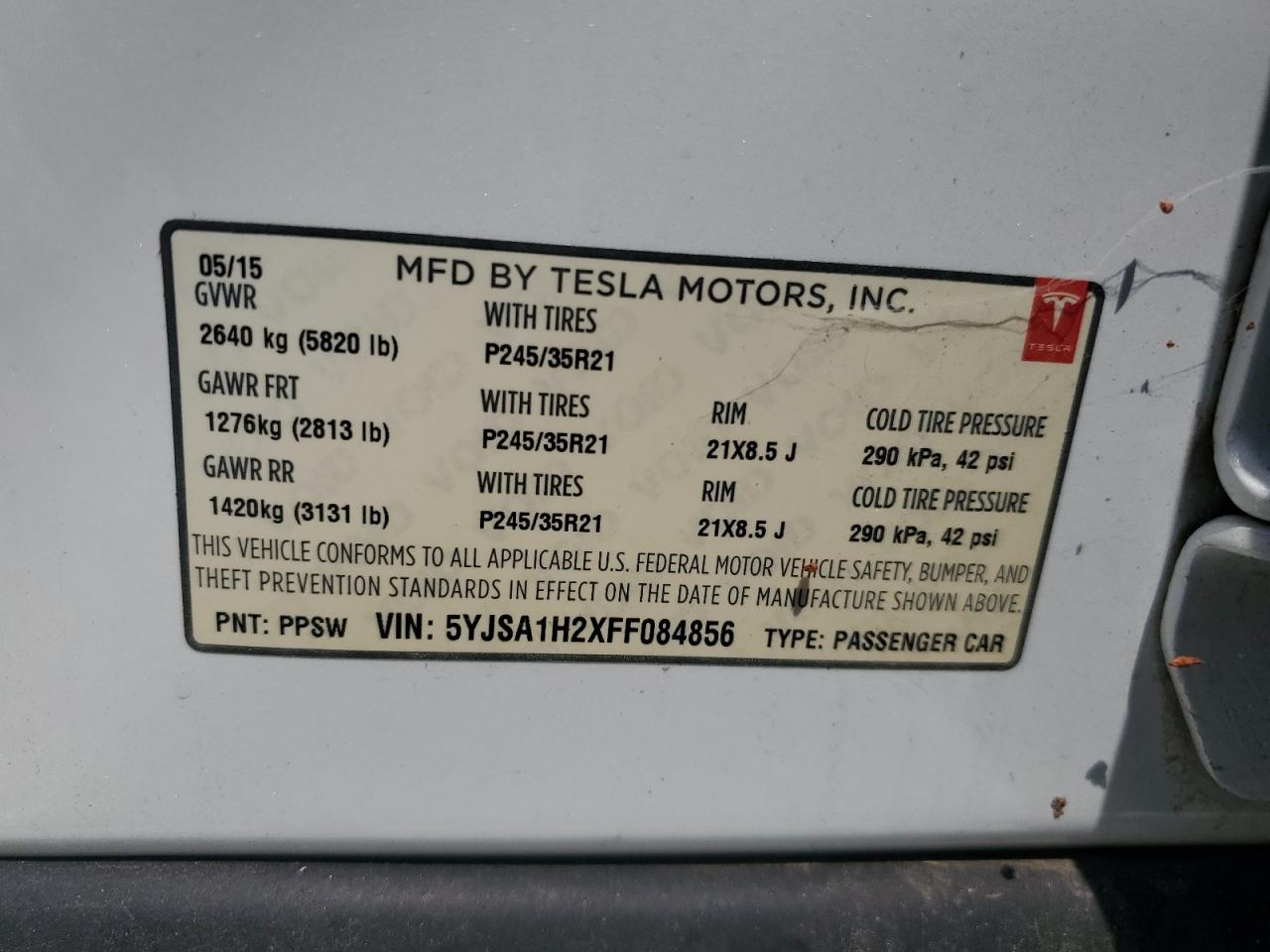 5YJSA1H2XFF084856 2015 TESLA MODEL S - Image 14