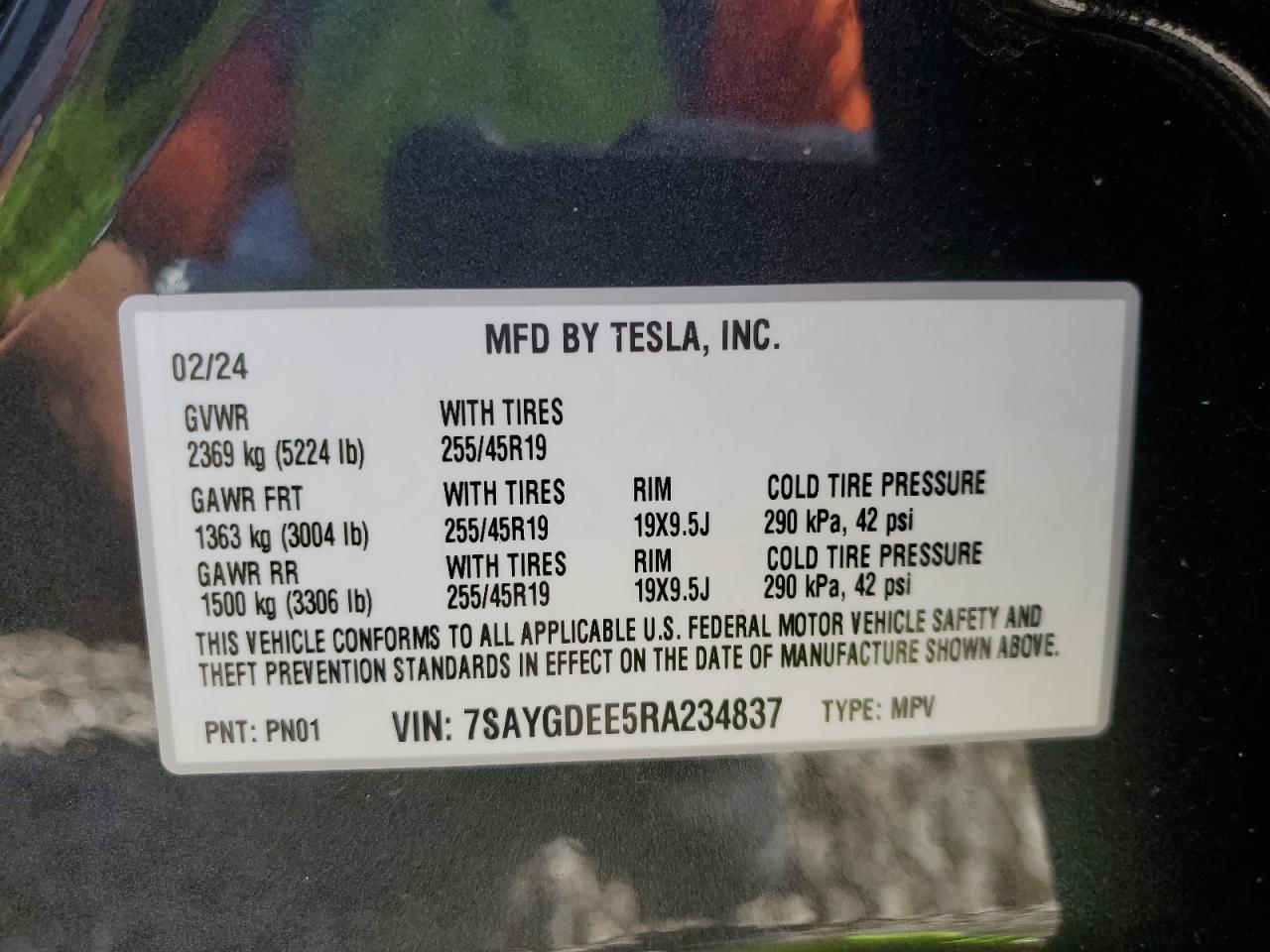 7SAYGDEE5RA234837 2024 Tesla Model Y