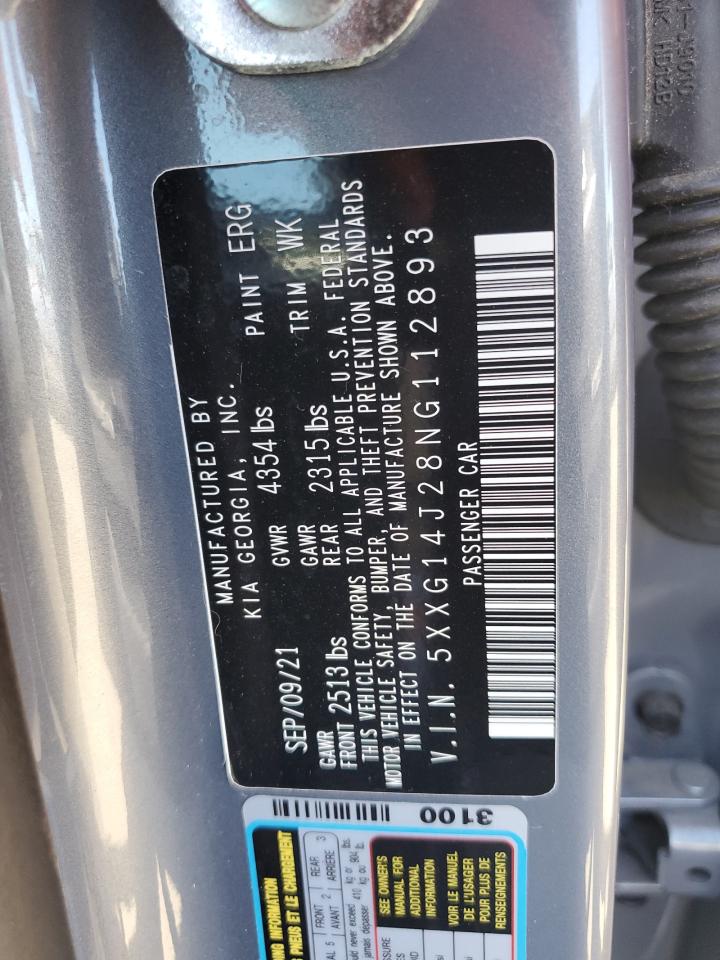 2022 Kia K5 Lxs VIN: 5XXG14J28NG112893 Lot: 67850224