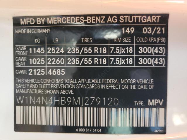 W1N4N4HB9MJ279120 Mercedes-Benz GLA-Class GLA 250 4M 12