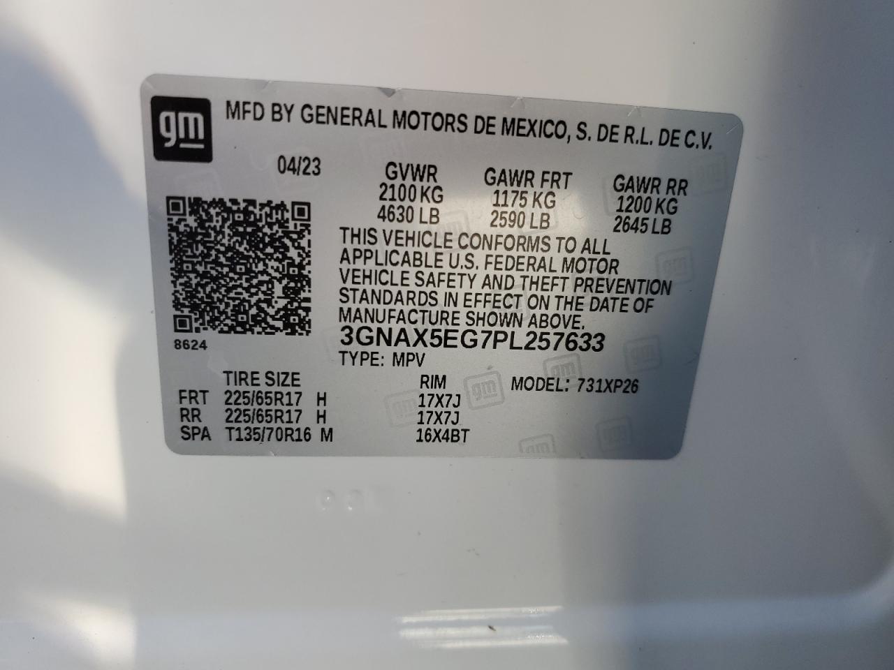 3GNAX5EG7PL257633 2023 CHEVROLET EQUINOX - Image 12