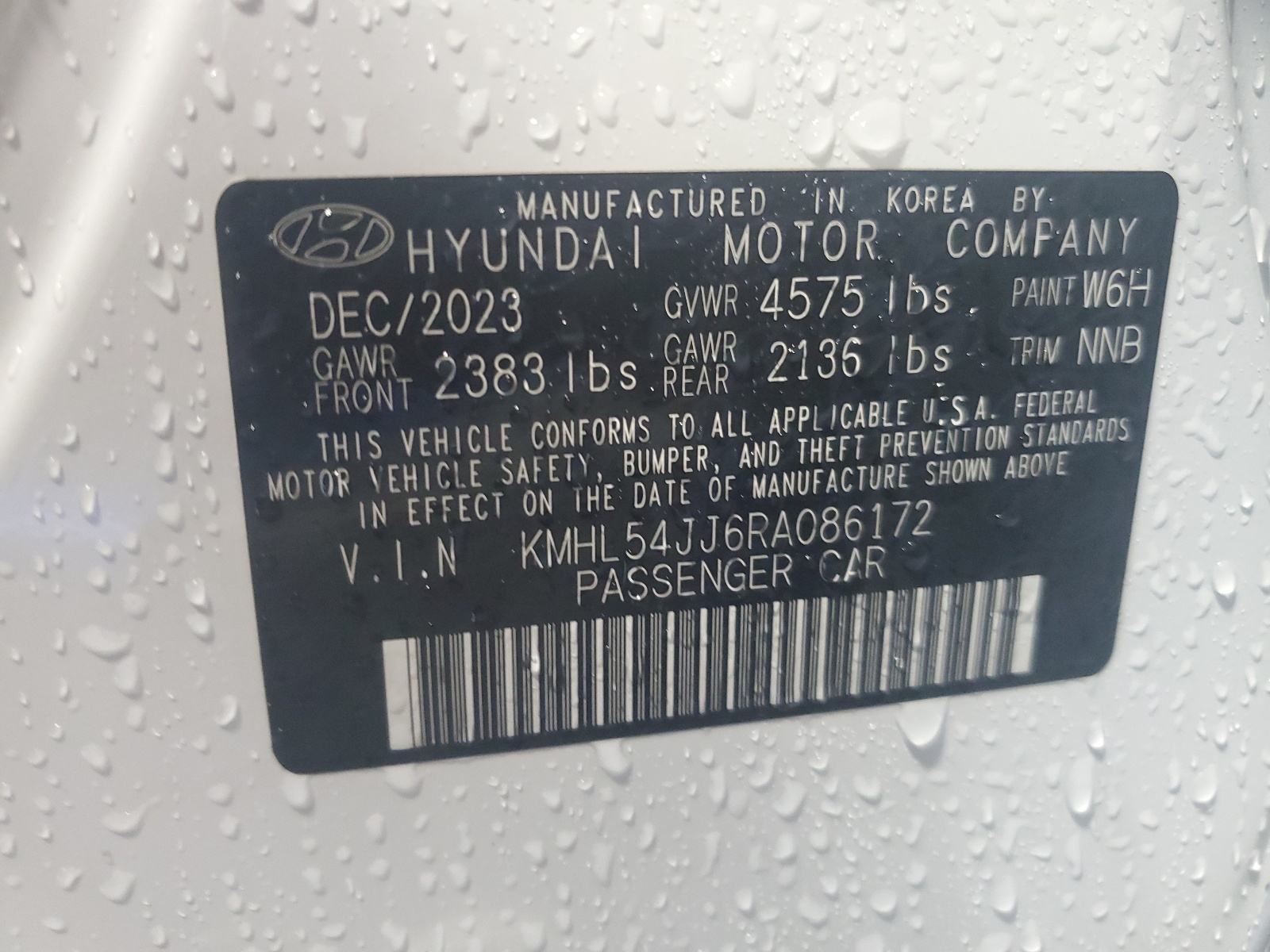 KMHL54JJ6RA086172 2024 Hyundai Sonata Hybrid