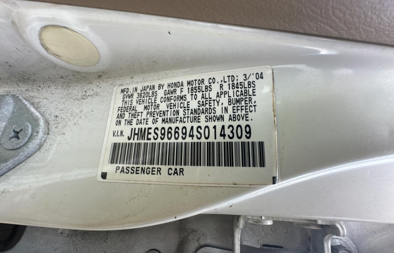 2004 Honda Civic Hybrid VIN: JHMES96694S014309 Lot: 65979574