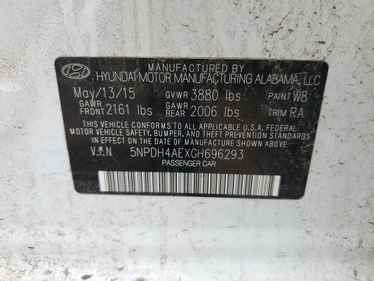 5NPDH4AEXGH696293 2016 HYUNDAI ELANTRA - Image 12