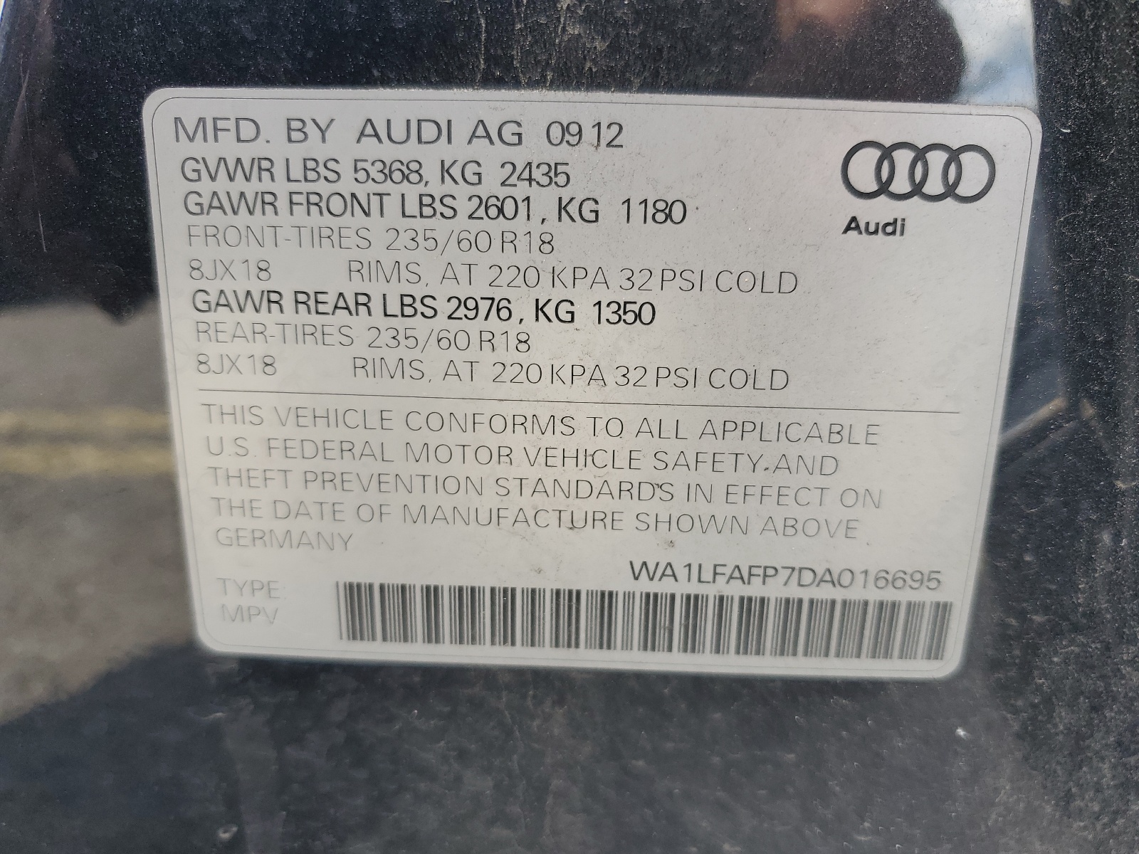 WA1LFAFP7DA016695 2013 Audi Q5 Premium Plus